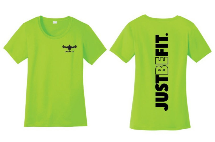 CF JUST BE FIT Performance Scoop Neck Tee - Neon Green/Black