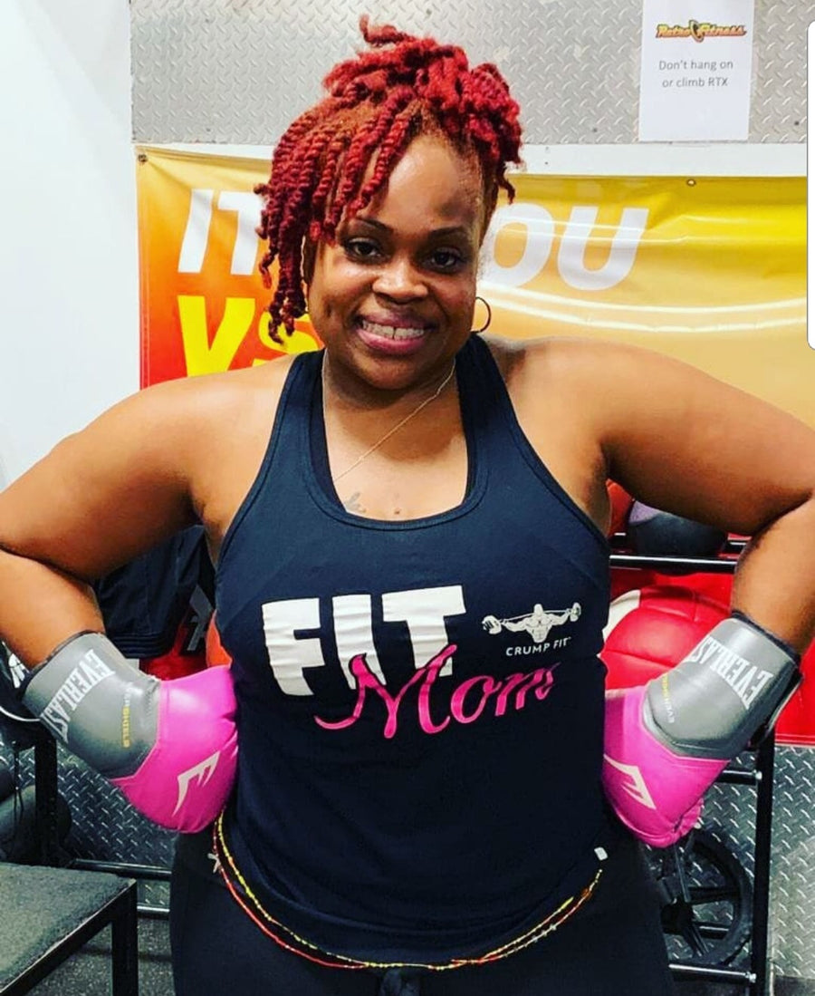 CF FIT MOM Racer back tank - Black/White/Pink