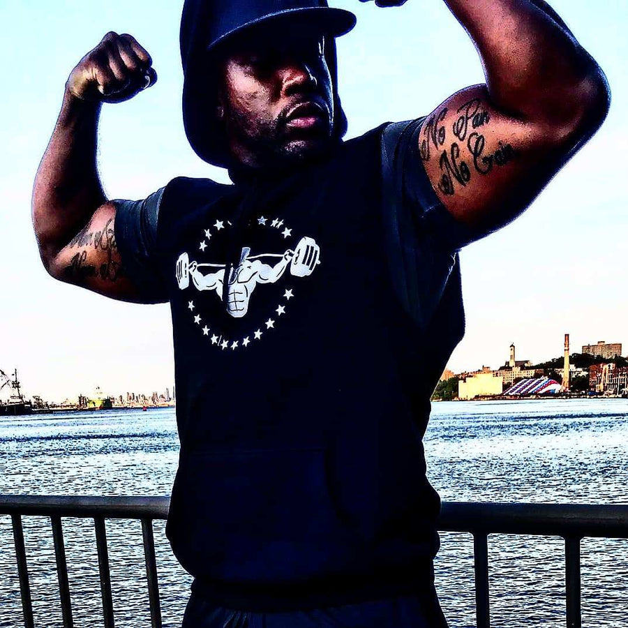 CRUMP FIT Sleeveless Logo hoodie - Black/White