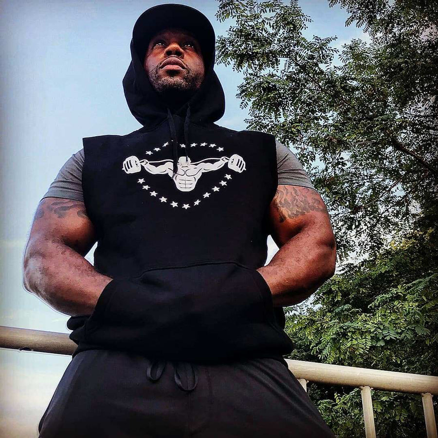 CRUMP FIT Sleeveless Logo hoodie - Black/White