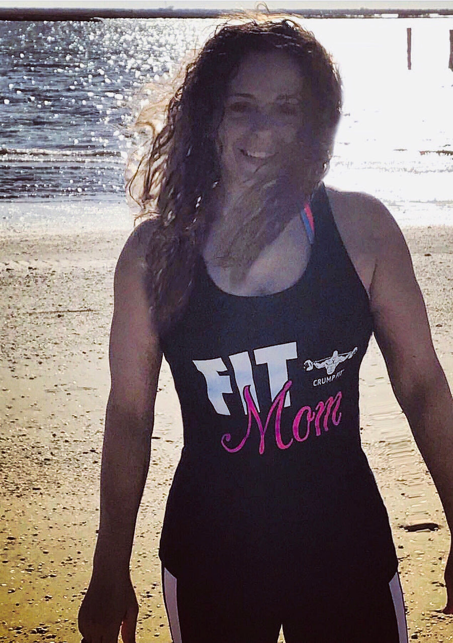 CF FIT MOM Racer back tank - Black/White/Pink