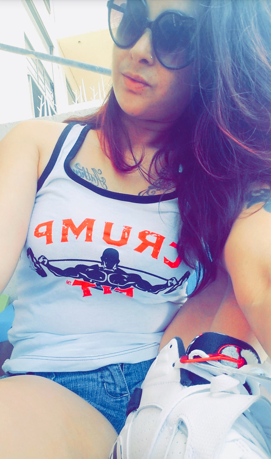 CRUMP FIT Racer Back Tank - White/Black/Red
