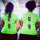 CF JUST BE FIT Performance Scoop Neck Tee - Neon Green/Black