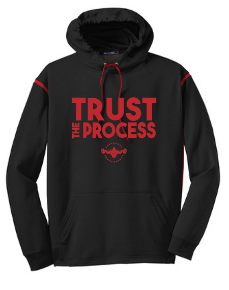 TRUST THE PROCESS Hooded Pullover - Black/Red